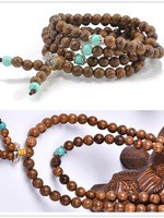 Bracelet mala en bois et pierres ornementales